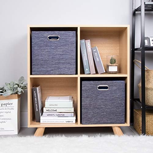 Posprica Storage Cubes,11×11 Foldable Storage Bins,Thick and Heavy duty Fabric Baskets - 4pcs,Blue