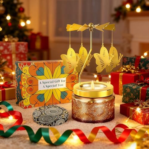 Candle Gifts for Women, Mom, Wife, Girlfriend, Sister, Her, Female Friends, Gift for Women Birthday Unique, Mothers Day Gift, Anniversary Rotating Candles Gifts for Woman (Butterfly)