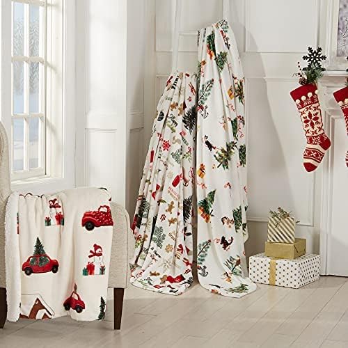 Great Bay Home Soft Velvet Plush and Sherpa Fleece 50" x 60" Holiday Throw Blanket | Christmas Throw for Sofa and Bed | Cozy & Warm Plush Throw Blanket | Holiday Blankets and Throws Eve Collection