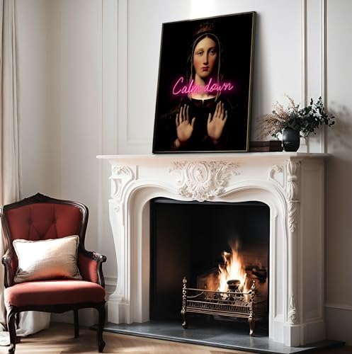 Poster Master Calm Down Print - The Virgin With The Crown Poster - Altered & Pop Art - Housewarming Gift for Men & Women - Chic Decor for Bedroom, Living Room or Dorm - 8x10 UNFRAMED Wall Art