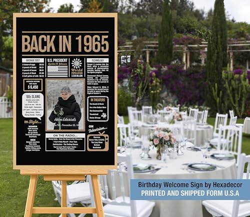 Hexadecor Personalized 60th Birthday Party Decorations Men, Women, Him, Her - Custom Gifts Idea For 60 Years Old, Back In The Year You Born Newspaper For 60th Birthday Poster No Frame Black Gold