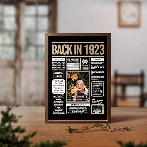 Personalized 102nd Birthday Party Decorations Men, Women, Him, Her - Custom Gifts Idea For 102 Years Old, Back In The Year You Born Newspaper For 102nd Birthday Poster No Frame Black Gold