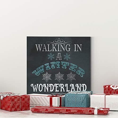 Renditions Gallery Canvas Wall Art for Christmas Decorations Walking in a Winter Wonderland Abstract Artwork for Living Room Office Home Kitchen Decor - 24"X24" LT05