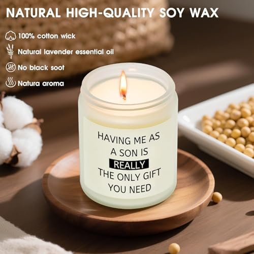 Birthday Gift for Dad Mom from Son, 9 OZ Soy Wax Candle Parents Present
