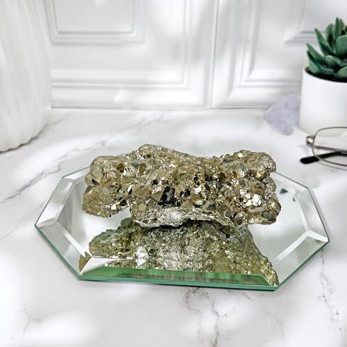 Plymor 5 x 7 inch Long Octagon, 5mm Thick, Beveled Glass Mirror, Pack of 12 | Table display & centerpieces; includes felt pads to protect surfaces; mosaics, crafts & DIY; silvered glass