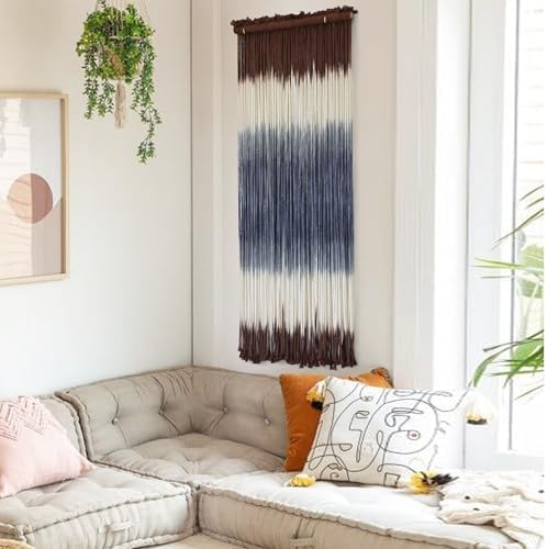Macrame Wall Hanging Dip-Dye Wall Decor 15''W*39''L Boho Handmade Fiber Wall Art Decor for Nursery Bedroom Living Room