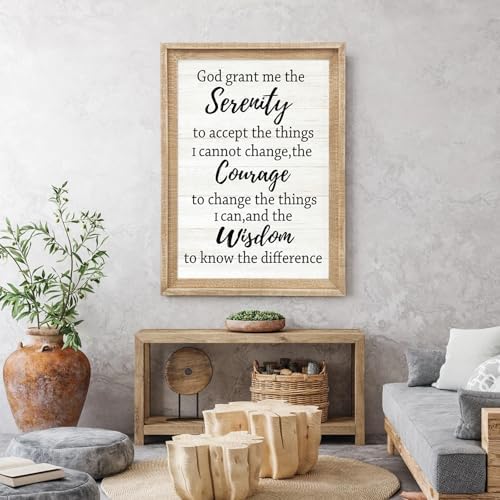 Serenity Prayer Rustic Bible Verse Framed Wall Art, 16''×11'' Religious Christian Saying Sign for God Jesus Christ Prayer, Vintage Positive Horizontal Holy Inspirational Catholic Scripture Gift Decor