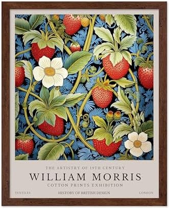Poster Master William Morris Poster - Owl Print - Bird Art - Botanical Art - Flower Design - Exhibition Artwork - Animal Illustration - Floral Illustration - Aesthetic Design - Office or Bedroom Decor - 16x20 Brown Framed