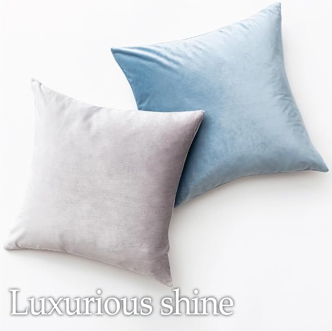 lalaLOOM Velvet Throw Pillow Covers, Set of 2, 20x20 Dark Gray