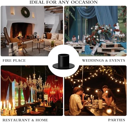 GUTE Taper Candle Holder Matte Black Iron Candlestick Decor Farmhouse 16Pcs