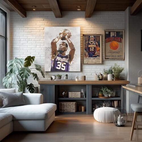 Kevin Durant Basketball Canvas Wall Art, Sports Player Poster, 12x16 Inch | Abstract splash ink athletic artwork, motivational sports wall decor for teen boys room, bedroom, living room, gym or office