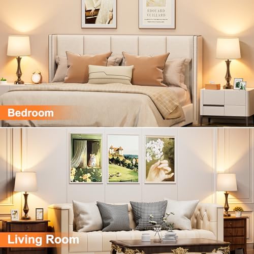 Touch Lamps for Nightstand, 3 Way Dimmable Lamps for Bedroom with USB C+A