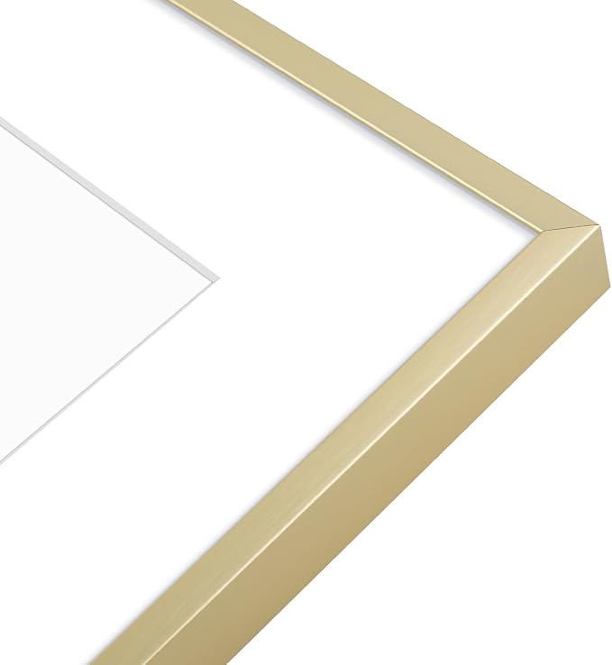 Golden State Art 7 Pack Gold Aluminum Frame with White Mat, Real Glass | Includes One 11x14, Two 8x10, Four 5x7 Frames with Sawtooth Hangers for Wall Mounting. Great for gallery wall