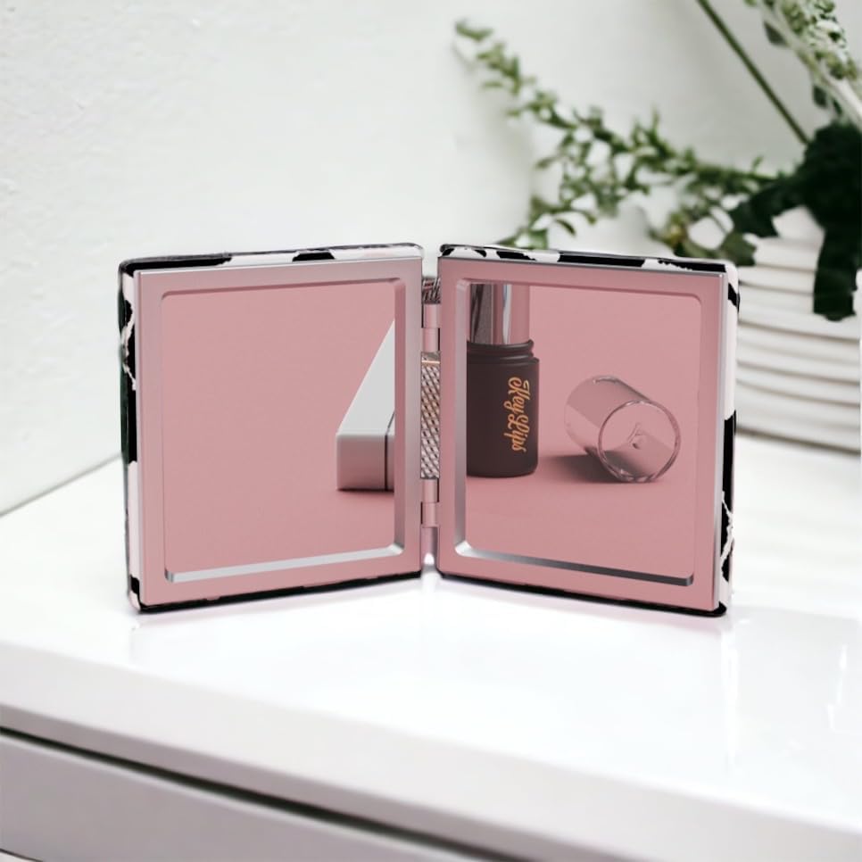 KOZUKI Kitty Compact Mirror Kitty Mirror Pink Compact Mirror Pink Magnifier Mirror Carry Out Mirror Make up Mirror (Purple Pocha)