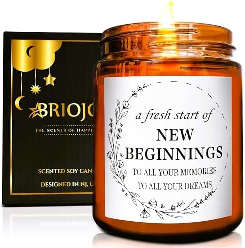 New Beginnings Housewarming New Home Candle - Friendship Gifts for Women - Graduation Farewell Going Away Work Break Up Divorce Gift for Her Bestie Coworker Friend - Relaxing Anxiety Relief