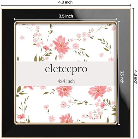 eletecpro 4x4 Enamel Picture Frame with Real Glass Cover, Black, 1-Pack