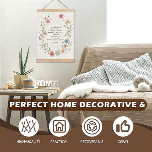 LZYRF Boho Floral Christian Wall Decor, Psalm 61:2 Bible Verse Religious Wall Decor for Church Prayer Room Office, 12x16 Inch