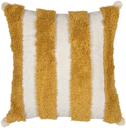 Boho Throw Pillow Covers 18x18 Tufted Decorations Mustard Yellow