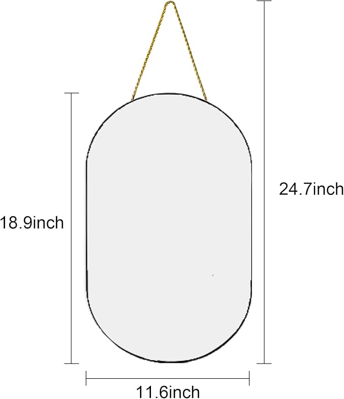 Oval Mirror, Oval Wall Mirror with Lanyard,Black, 11.61x18.9inch | High Definition Bathroom Mirror for Bathroom, Hallway, Living Room