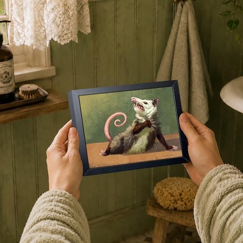 Funny Animals Opossum Wall Art, Whimsical Opossum Canvas Wall Decor Posters, Cute Possum Humor Animal Lovers Prints Painting for Living Room Bedroom Dorm Decor 8x10 Inch Framed