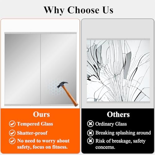 Home Gym Mirror for Wall, 48" x 28" x 2PCS Frameless Full Length Mirror | Tempered Glass, Large Workout Mirrors, for Home Gym, Dance Studio, Yoga Room, Garage Gym