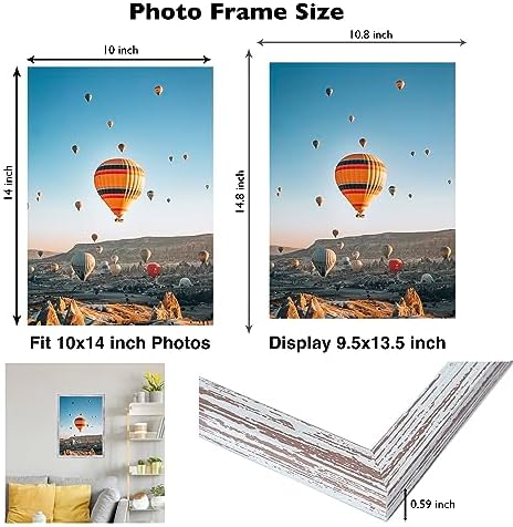 JCJMY 10x14 Picture Frame Set of 6 for 30 x 40cm Diamond Art Painting, Wall Mounting Horizontally or Vertically, 10 x 14 Wall Poster Photo Frame with Shatter Resistant Plexiglass,6 Pack, Rustic White