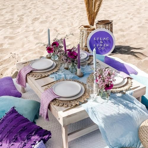 Sioloc 5 Pack Dusty Blue Cheesecloth Table Runner 120'' x 35'',Spring Easter Decor Soft Gauze Boho Wedding Table Decor for 10ft Table Birthday Party,Baby Shower, Bridal Shower, Home & Event Decor