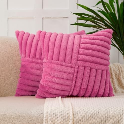All Smiles Hot Pink Decorative Throw Pillow Covers 18x18 Set of 2