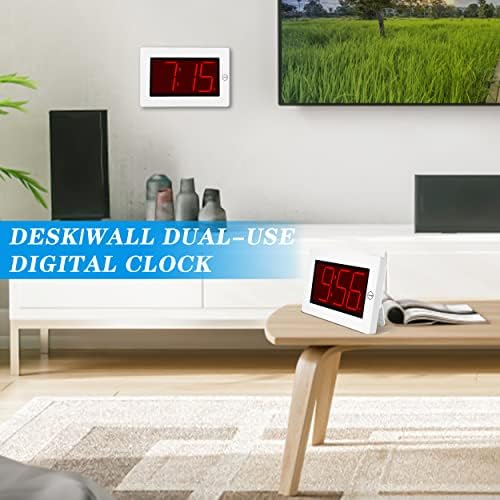 KWANWA Large Digital Alarm Clock, 3" LED Display Battery Operated, Dimmable Auto Night Mode, Easy to Read for Seniors Visually Impaired, Cordless Wall Clock or Table Clock for Bedroom Kitchen Office