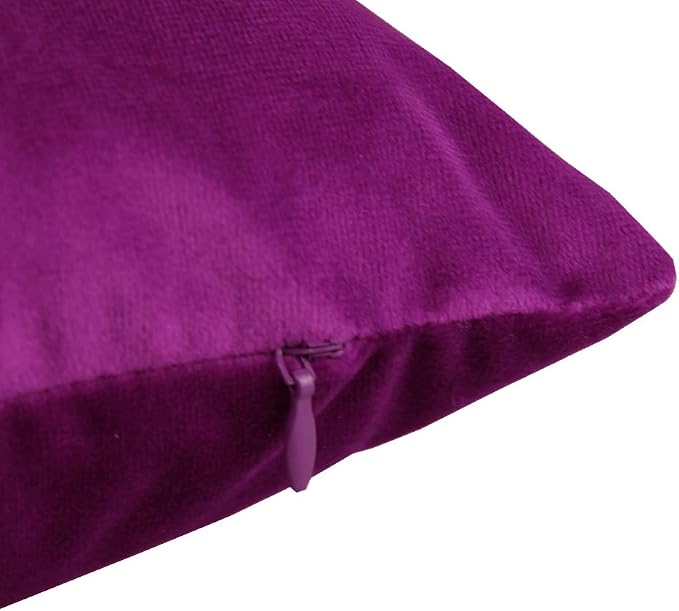 VAKADO 20x20 Inch Purple Throw Pillow Covers Decorative Magenta Velvet Square Soft Solid Cozy Cushion Cases Home Decor for Couch Sofa Bedroom Office Set of 2
