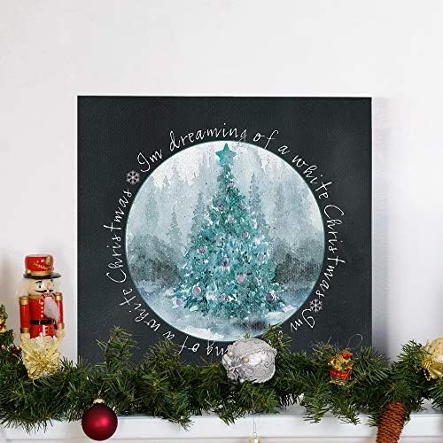 Renditions Gallery Canvas Wall Art for Christmas Decor White Snowy Christmas Dream Abstract Artwork for Bedroom Home Kitchen Wall Decorations - 24"X24" LT05