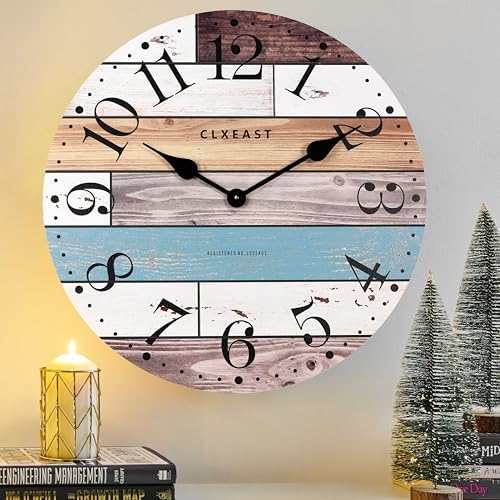 CLXEAST 24 Inch Coastal Farmhouse Wall Clocks for Living Room Decor