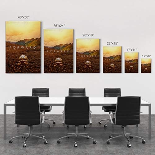 Smile Art Design Forward Inspiring Turtle and Mountain View Motivational Wall Art Canvas Print Inspirational Wall Art Entrepreneur Quote Office Living Room Decor Artwork Gift Ready to Hang 36x24