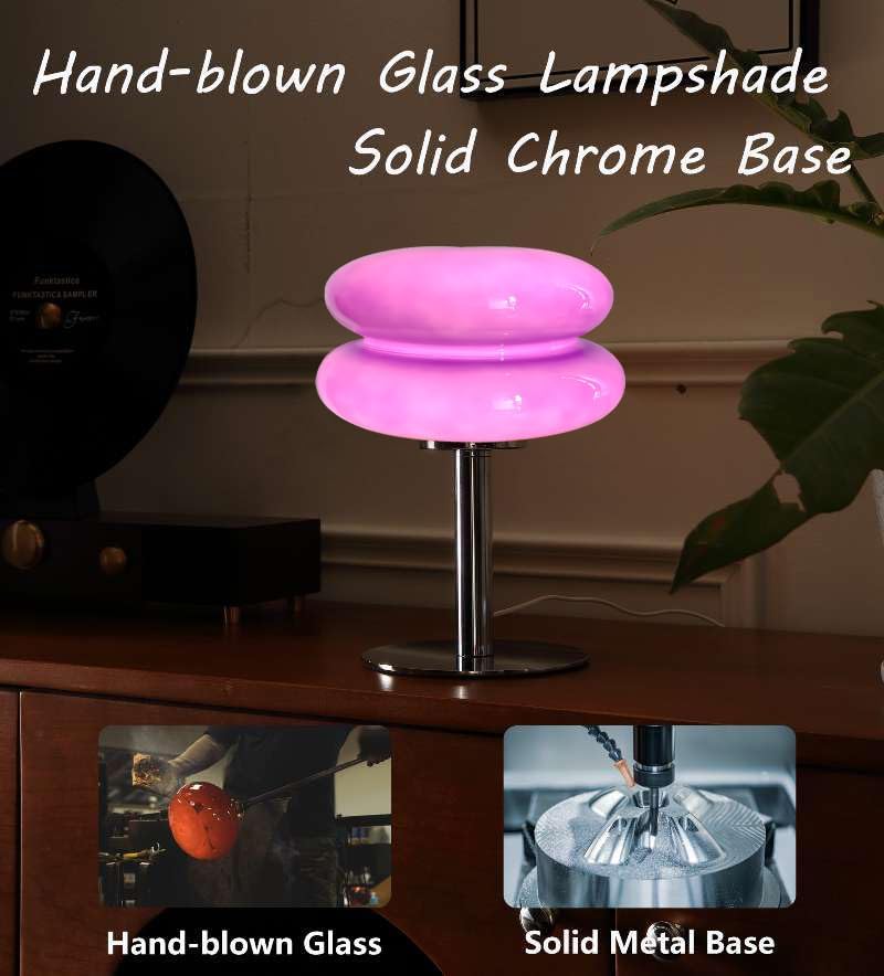 Glivpny Mushroom Lamp Table Lamp, Mid Century Modern Table Lamps (Purple)