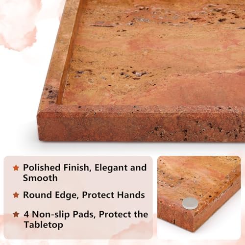Real Natural Marble Tray for Bathroom, Vanity, Kitchen Counter & Desktop