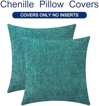 CaliTime Decorative Couch Throw Pillow Covers 18 X 18 Inches Teal