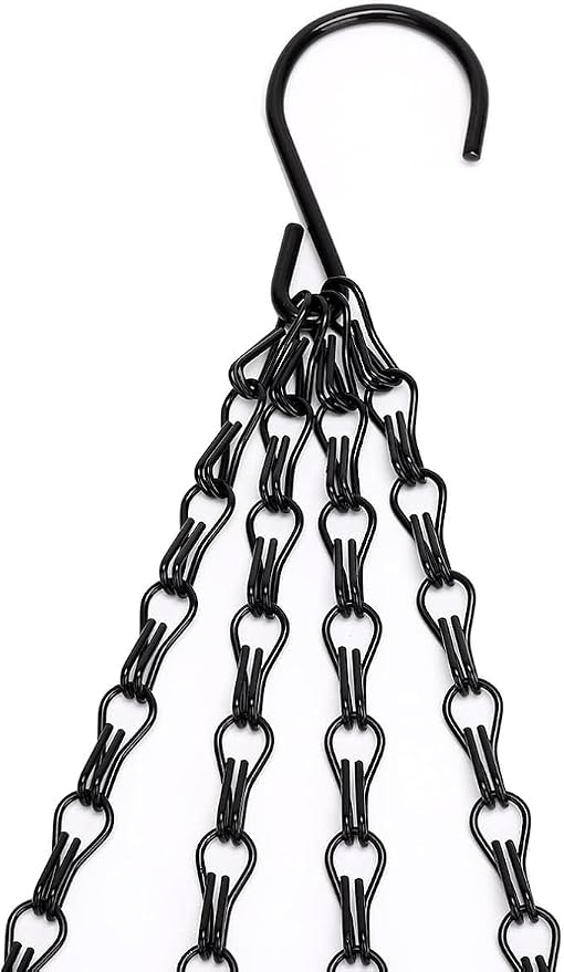 Heybe 16 Inch Hanging Basket Chain, 4 Point Hanging Chains with Hooks for Pot Planters Bird Feeders Lantern Lamp,Extended Hangers for Hanging Badkeys(16inch, 4 Point)