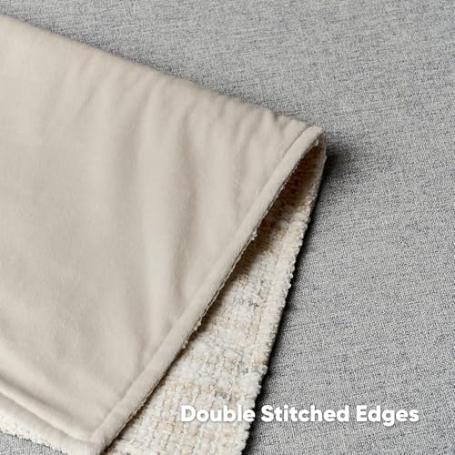 HAUSSY Pack of 2 Chenille Tweed Throw Pillow Covers 20x20 Inch, Cream