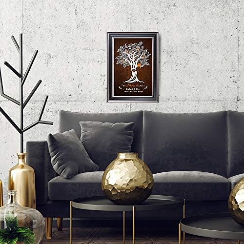 Family Tree Framed Arts Gift Family Members Names Gift for Anniversary,Valentine's day,Wedding.With Different Frame Styles Framed Size:21 5/8 x 15 1/2 inches