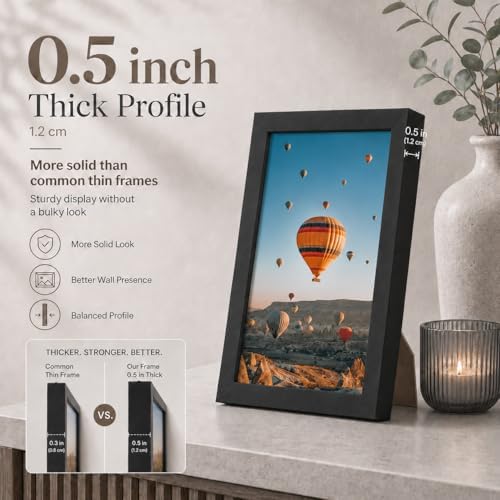 JCJMY 8.5x11 Picture Frame Set of 6 Black for Wall Hanging or Tabletop- Wall Mounting Horizontally or Vertically, 8.5 x 11 Wall Gallery Poster Photo Frame for 8 by 11 Photo,6 Pack,Black