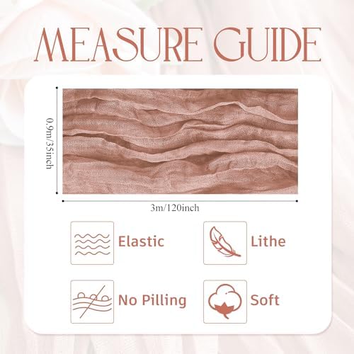 Wokceer Cheesecloth Table Runner Dusty Pink 10FT Boho Gauze, 12 Pack