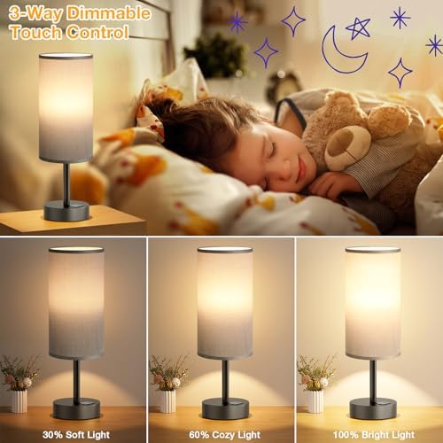 Dicoool Bedside Table Lamp for Bedroom - 3-Way Dimmable Touch Lamp, USB A+C