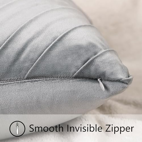 Velvet Throw Pillow Covers 20x20 inch Pack of 2 Gold Decor Gray