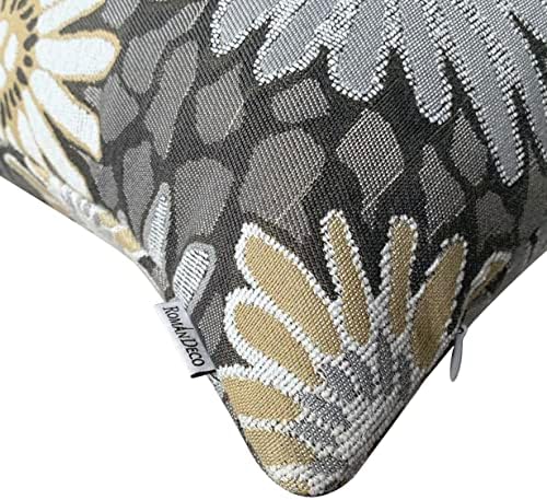 20x20 Floral Jacquard Throw Pillow Covers, 2-Pack, Grey