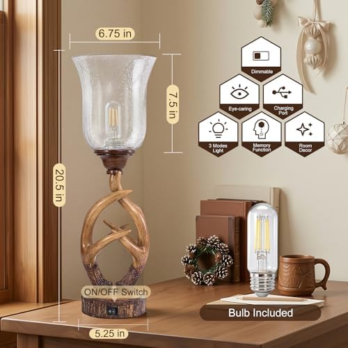 Scenekoy 20.5" Antler Table Uplight Lamp Set of 2 for Living Room Bedroom