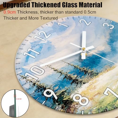 12 Inch Silent Wall Clock Non Ticking, Wall Clocks Battery Operated Analog Clock with Exclusive Glass Design Large Number Decorative Wall Clocks for Living Room Bedroom Office Kitchen Bathroom