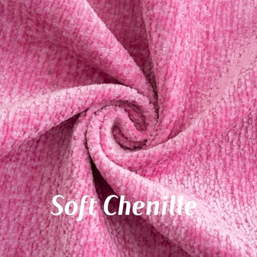 FUTEI Pack of 2 Chenille Soft Throw Pillow Covers 24x24 Inch, Hot Pink