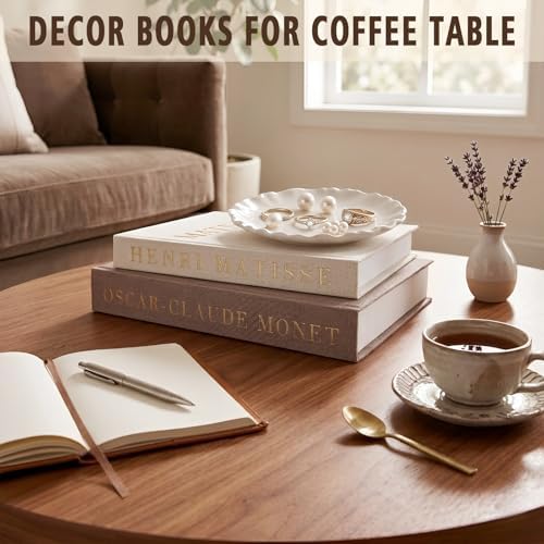 Decorative Books Set with Tray, Linen Coffee Table Books Decor