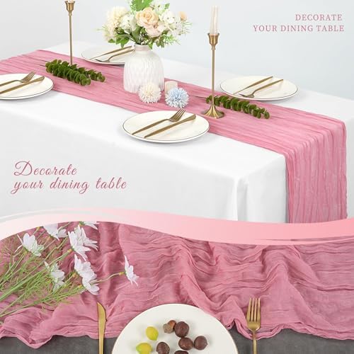 20 Pack Cheesecloth Table Runner 17 x 108 Inch, Dusty Rose