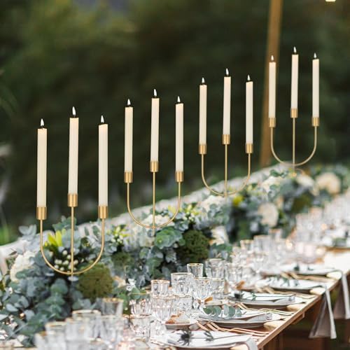Sziqiqi Gold Candelabra Candle Holders, 3 Arm Candelabra Table Centerpiece